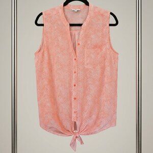 Joie Edalette Silk tie front sleeveless tank orange Size S